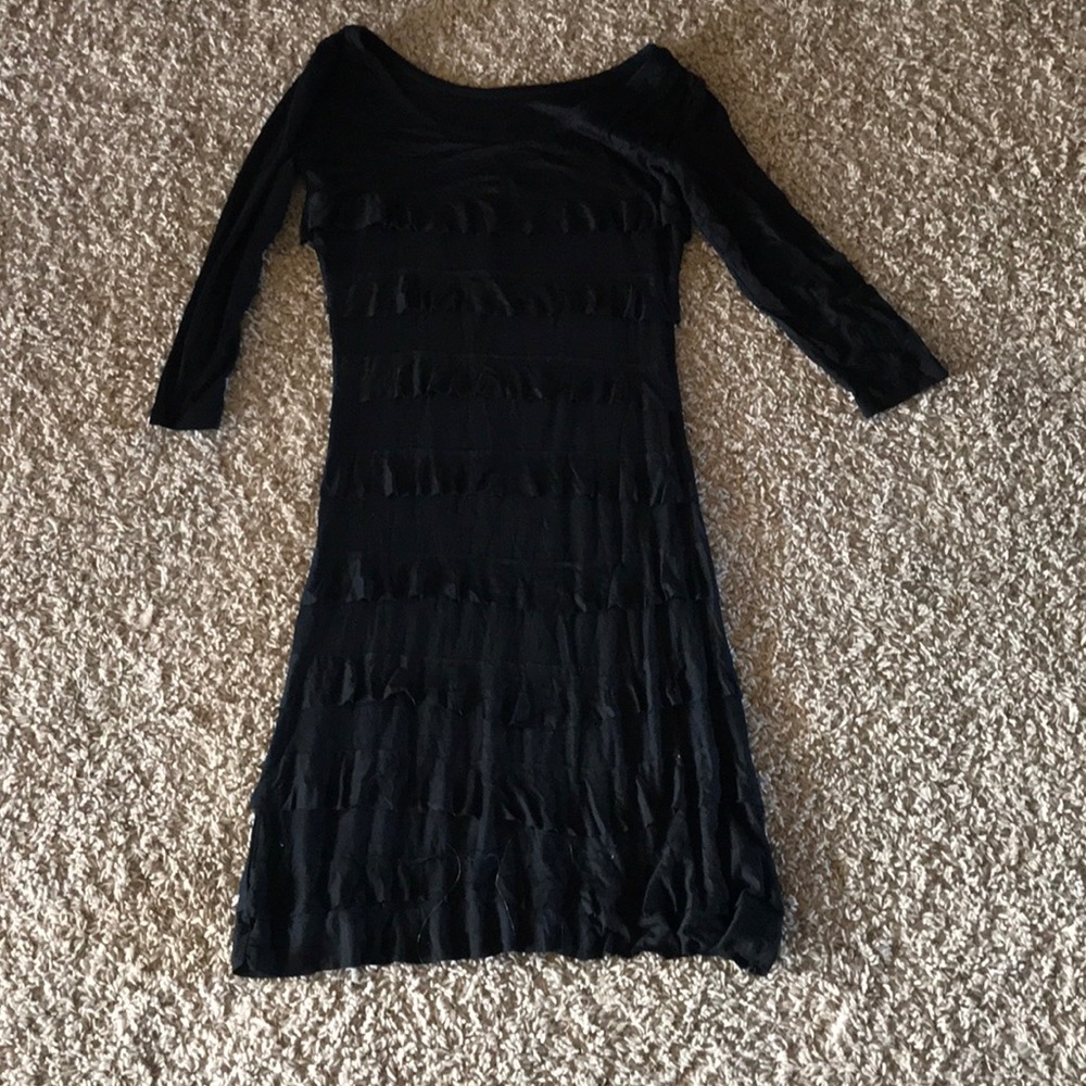 Black ruffle midi dress!